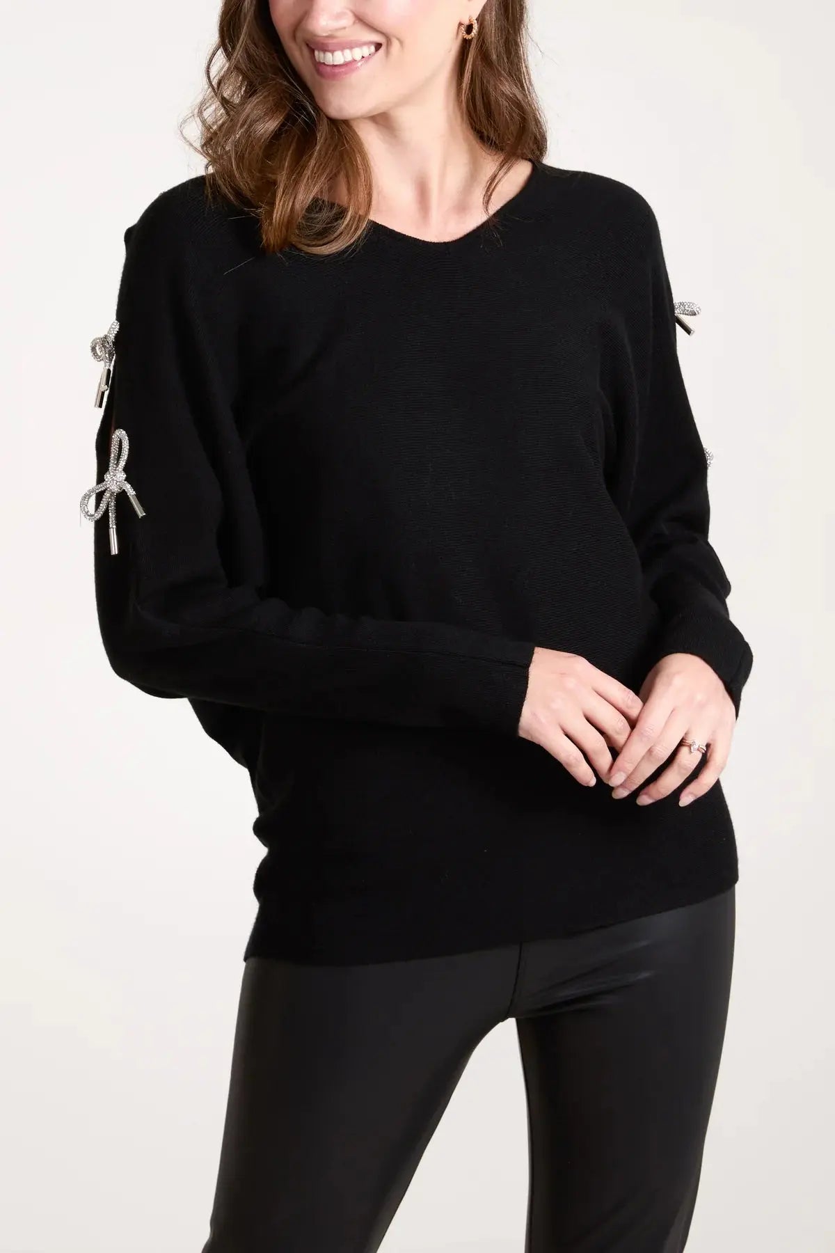 Cut out Sleeve Jumpers with Bows The Style Closet