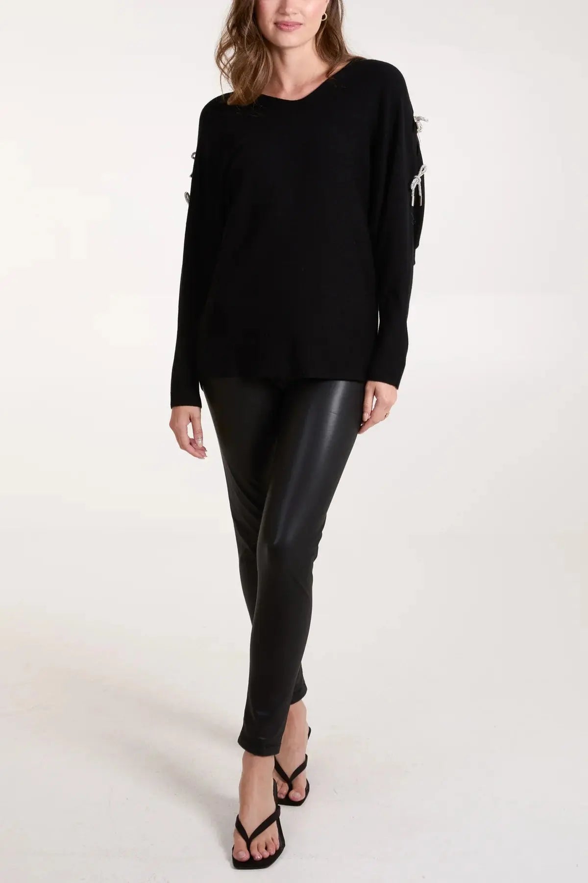 Cut out Sleeve Jumpers with Bows The Style Closet