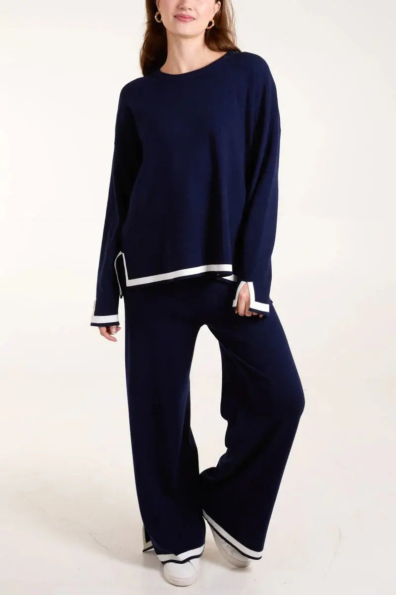 CONTRAST BORDER KNIT CO-ORD The Style Closet