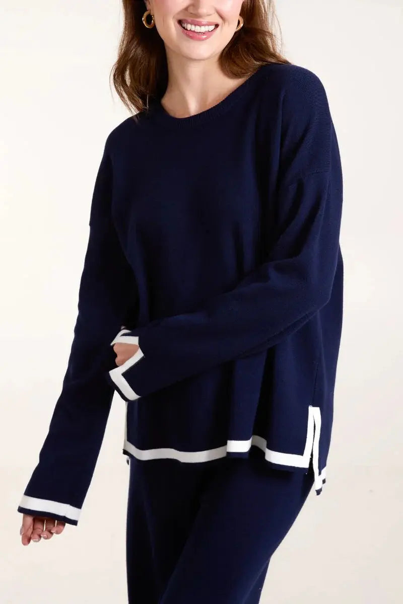 CONTRAST BORDER KNIT CO-ORD The Style Closet