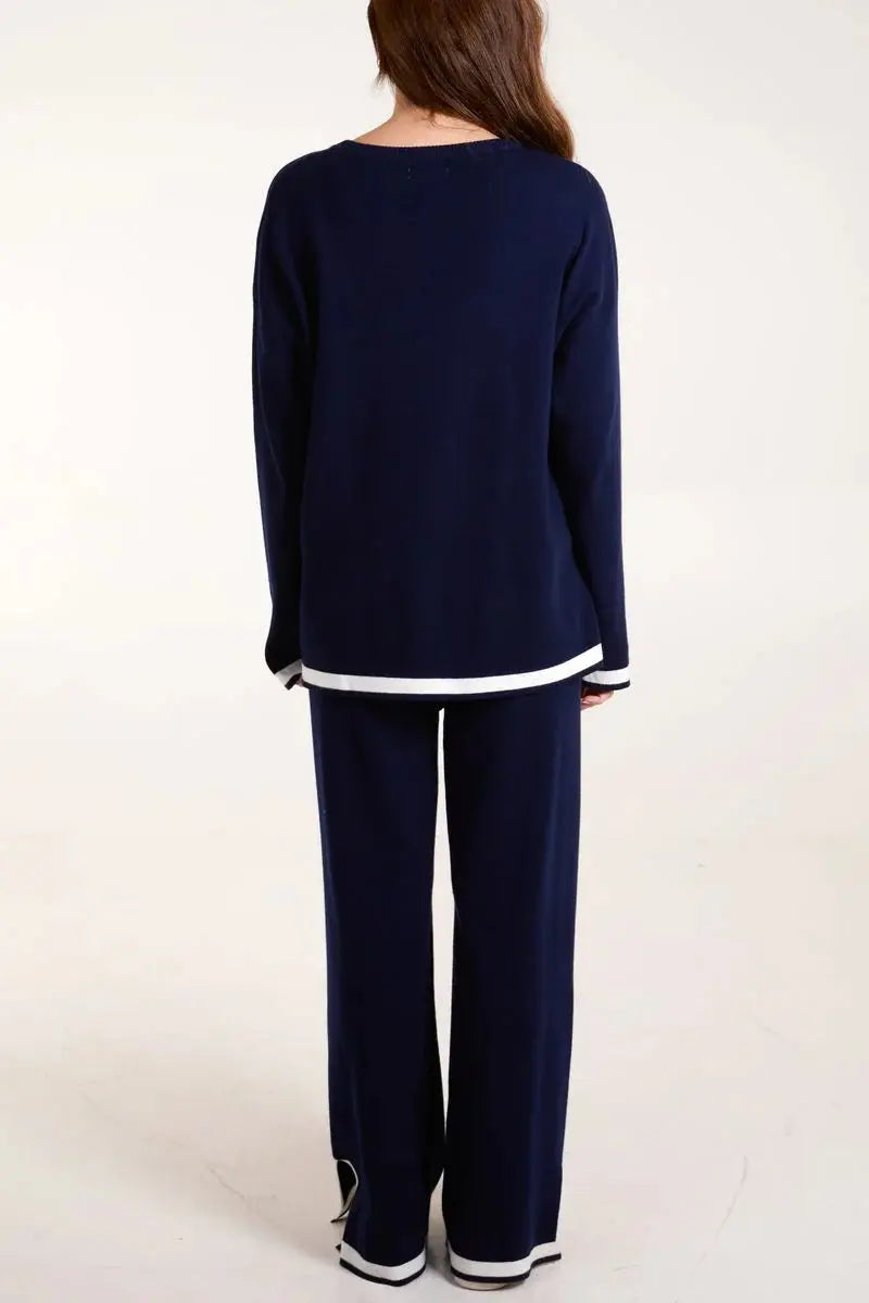 CONTRAST BORDER KNIT CO-ORD The Style Closet
