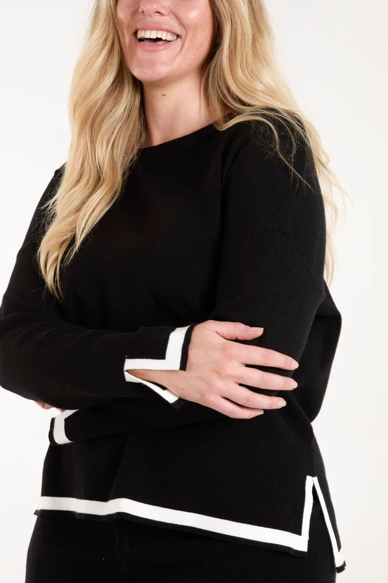 CONTRAST BORDER KNIT CO-ORD