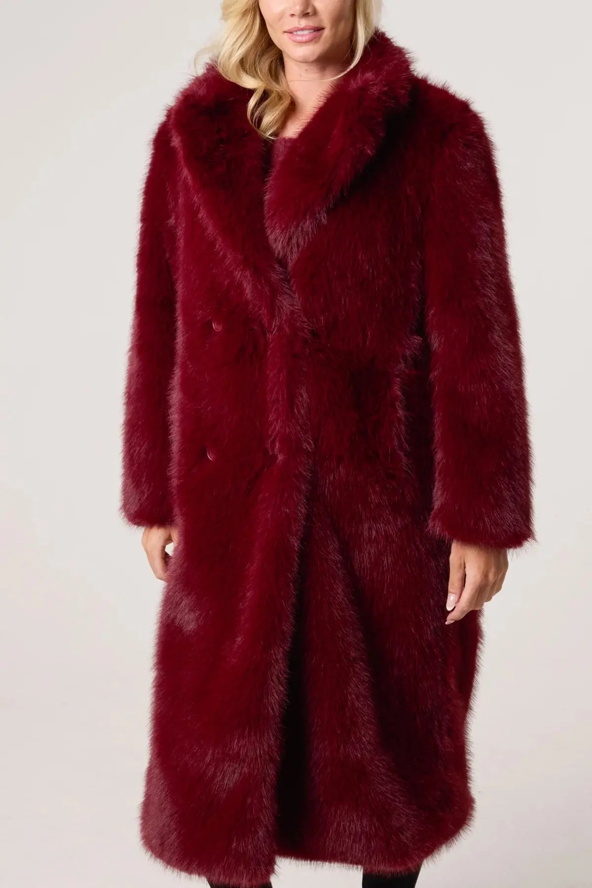 Burgundy Faux Fur Coat The Style Closet
