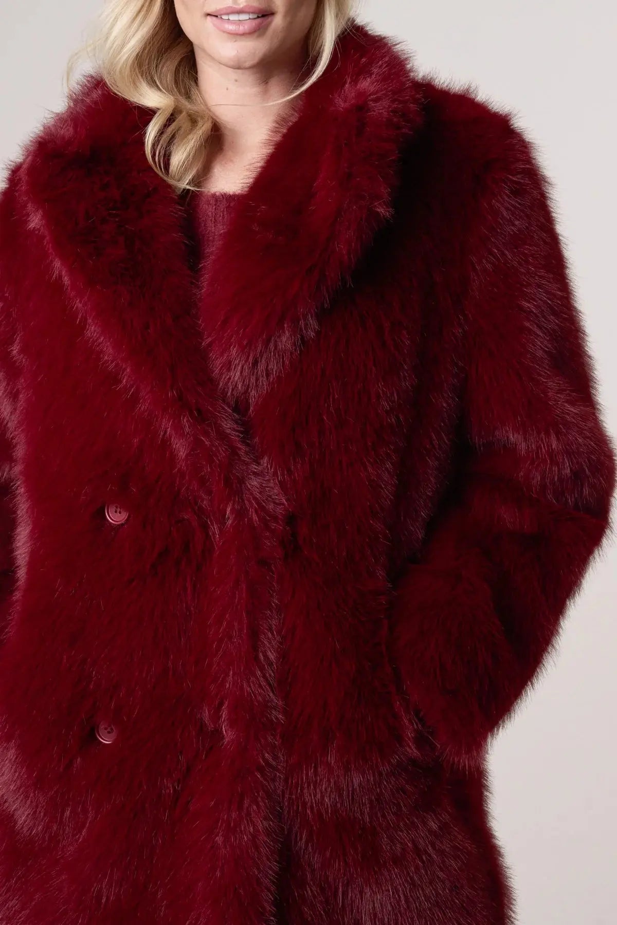 Burgundy Faux Fur Coat The Style Closet