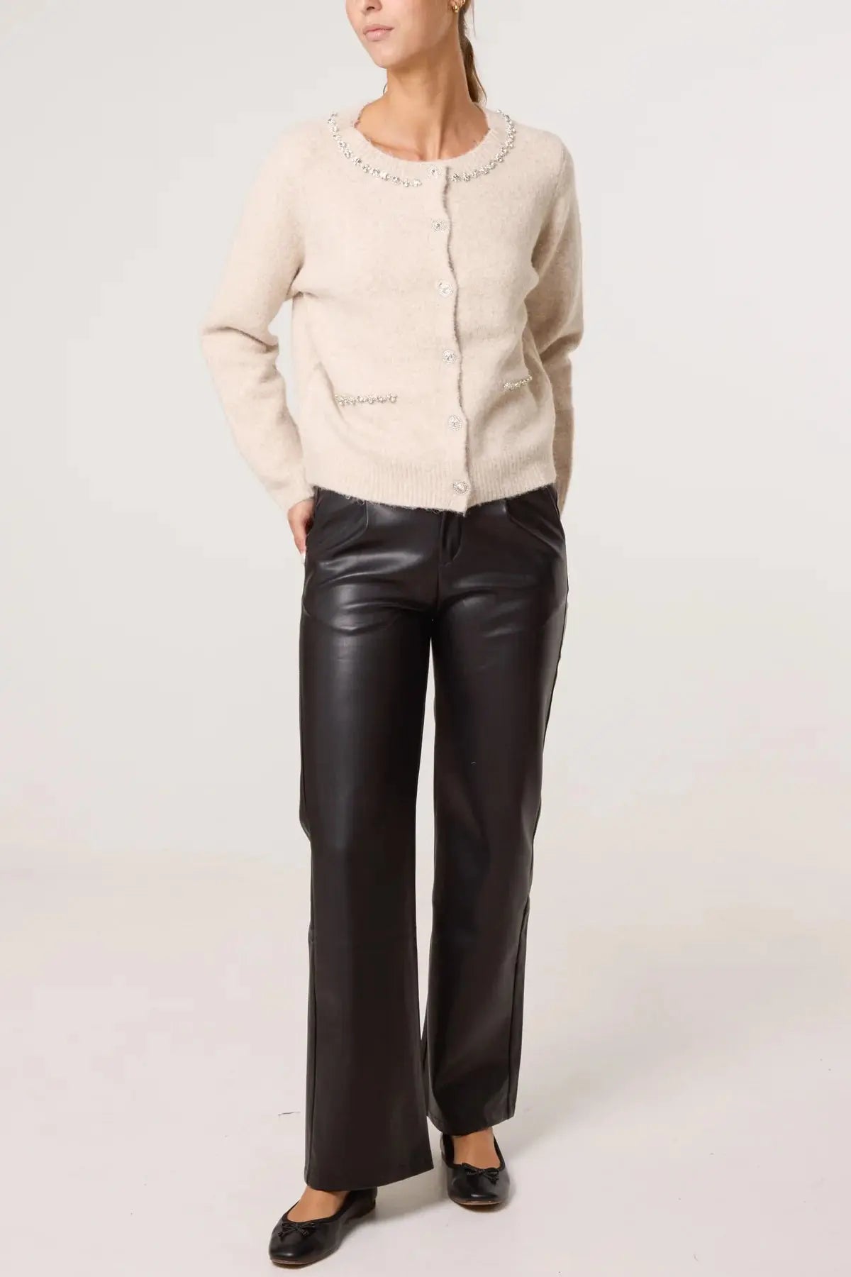 DIAMANTE EMBELLISHED KNIT CARDIGAN The Style Closet