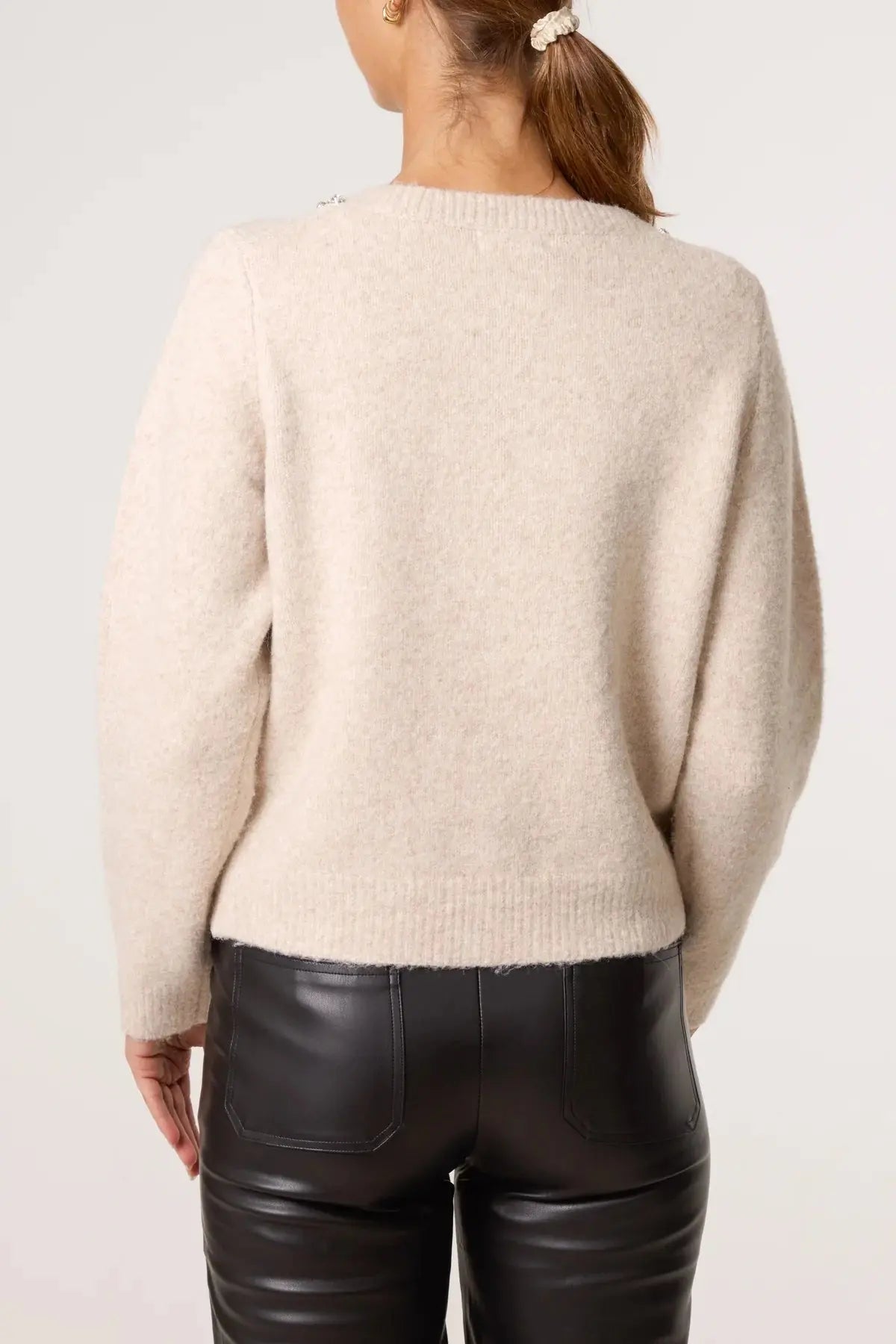 DIAMANTE EMBELLISHED KNIT CARDIGAN The Style Closet