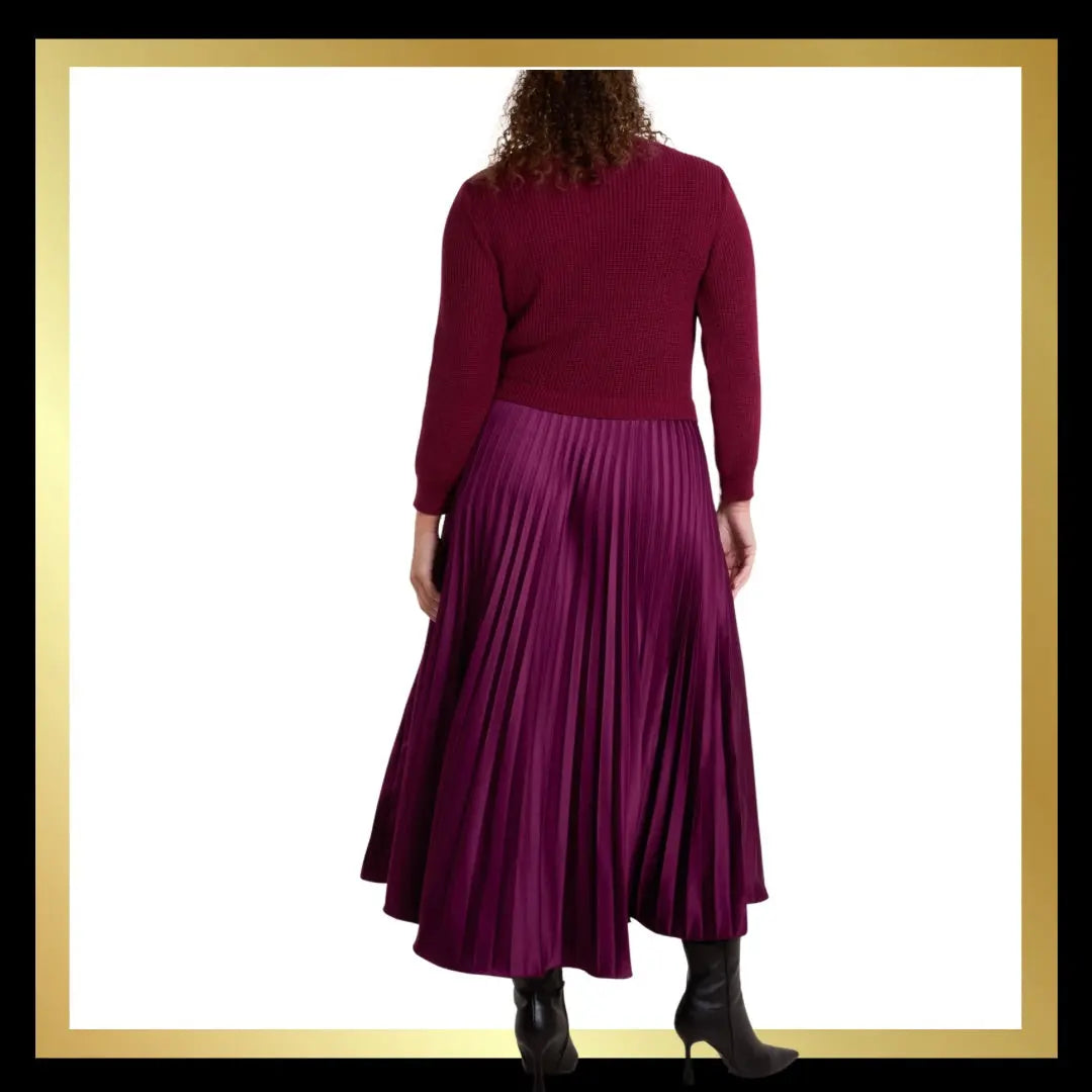 Jumper Dress with Satin Pleated Skir The Style Closet