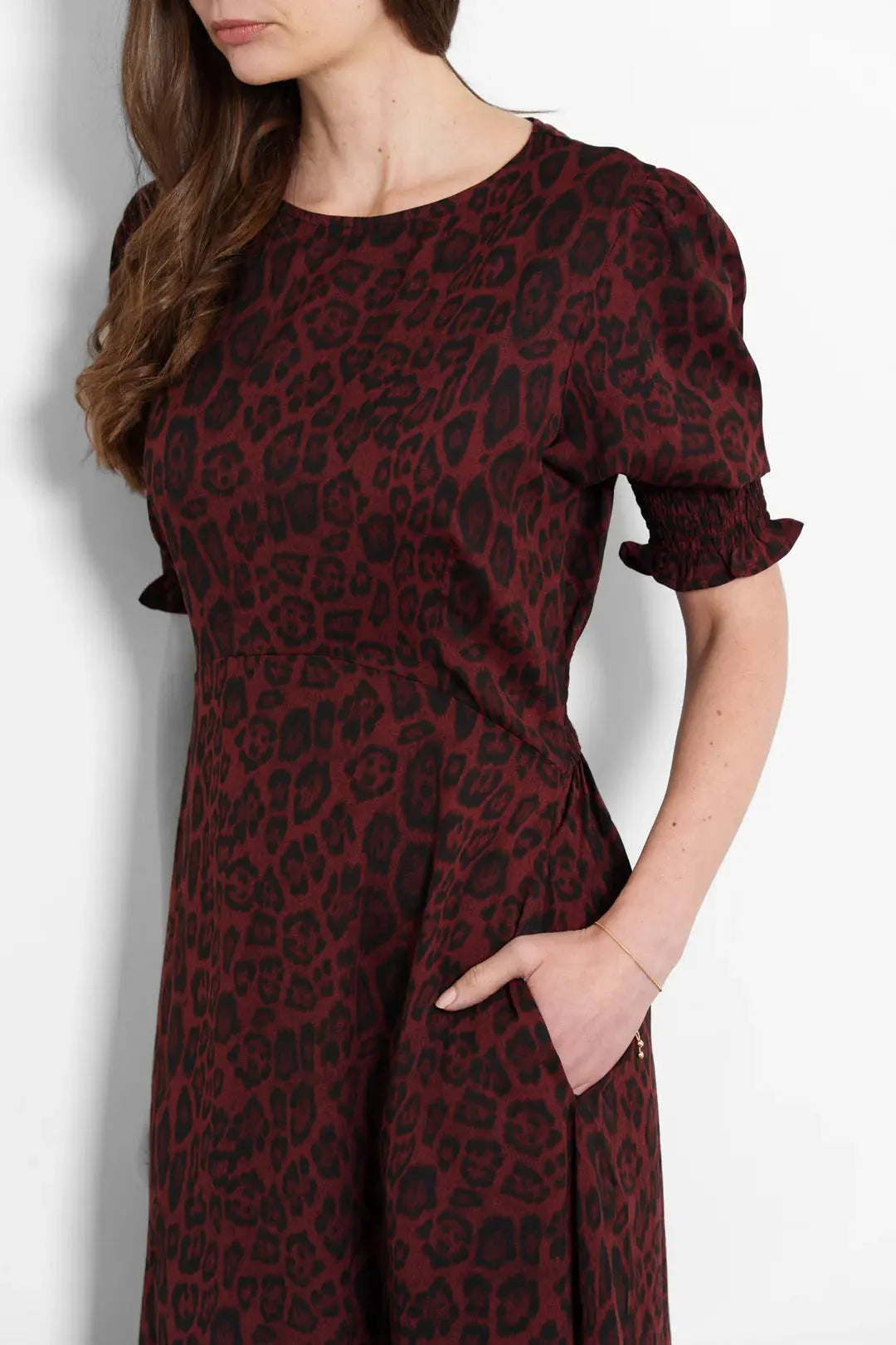 Hazel Tea Dress In Chocolate or Berry Animal Print The Style Closet