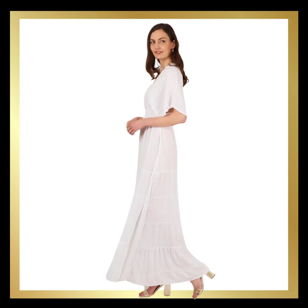 Gold Metallic Stripe Maxi Kaftan Dress The Style Closet