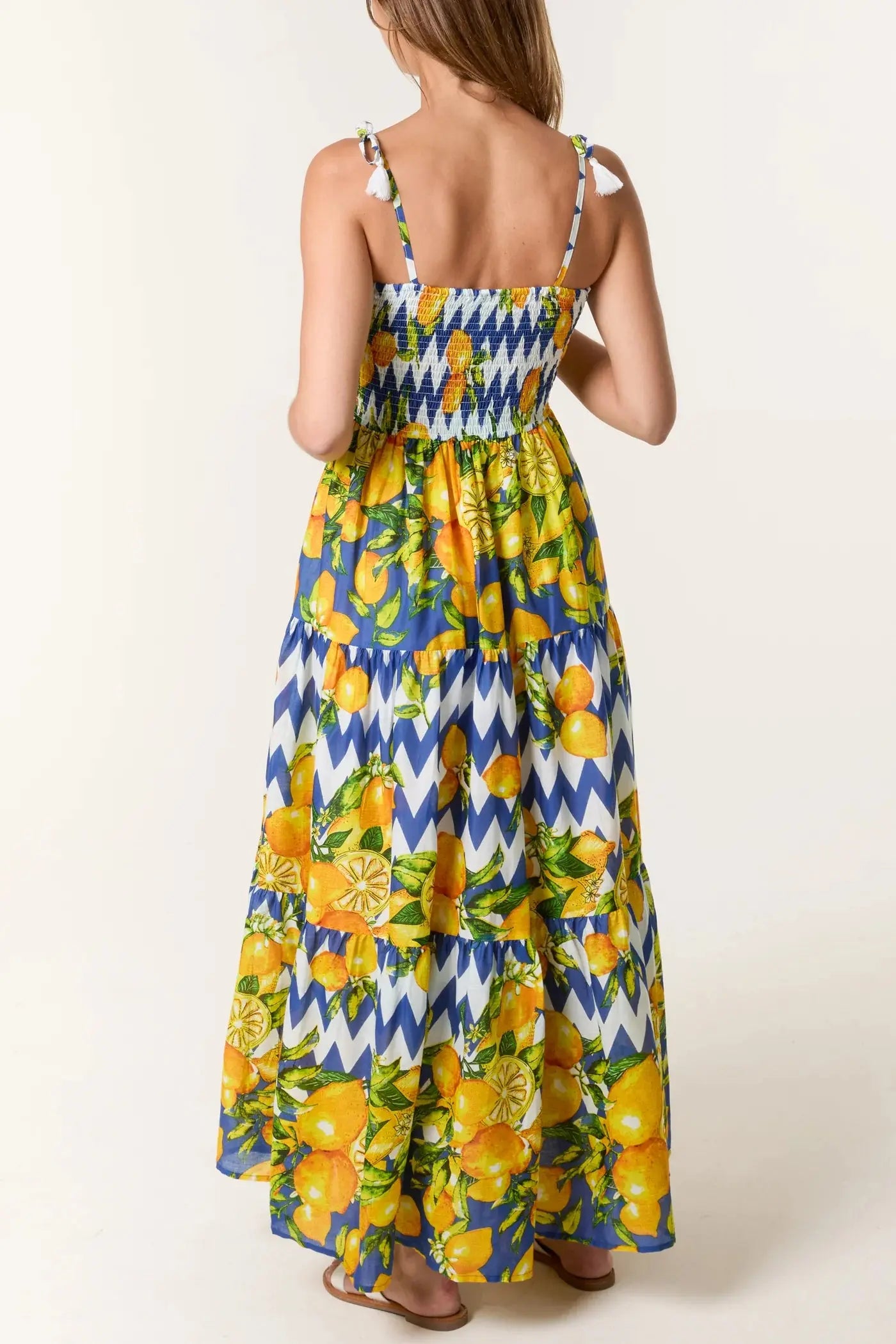 Lemon & Zig Zag Cotton Sun Dress The Style Closet