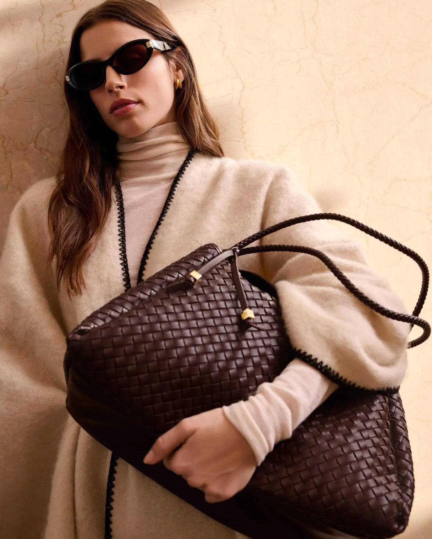 Nova Hand Woven Large Shoulder Bag in Chocolate The Style Closet
