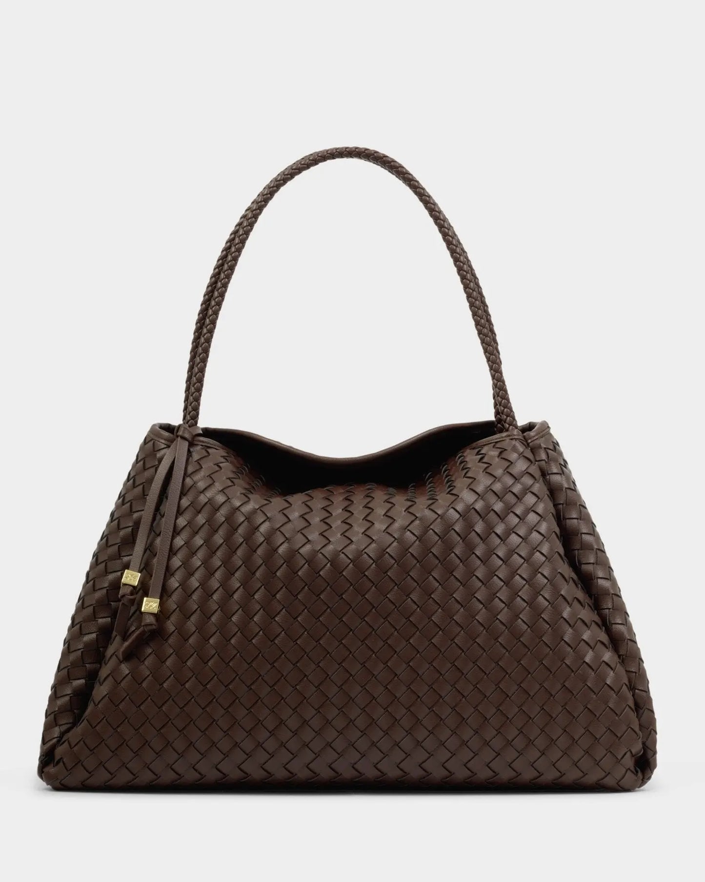 Nova Hand Woven Large Shoulder Bag in Chocolate The Style Closet