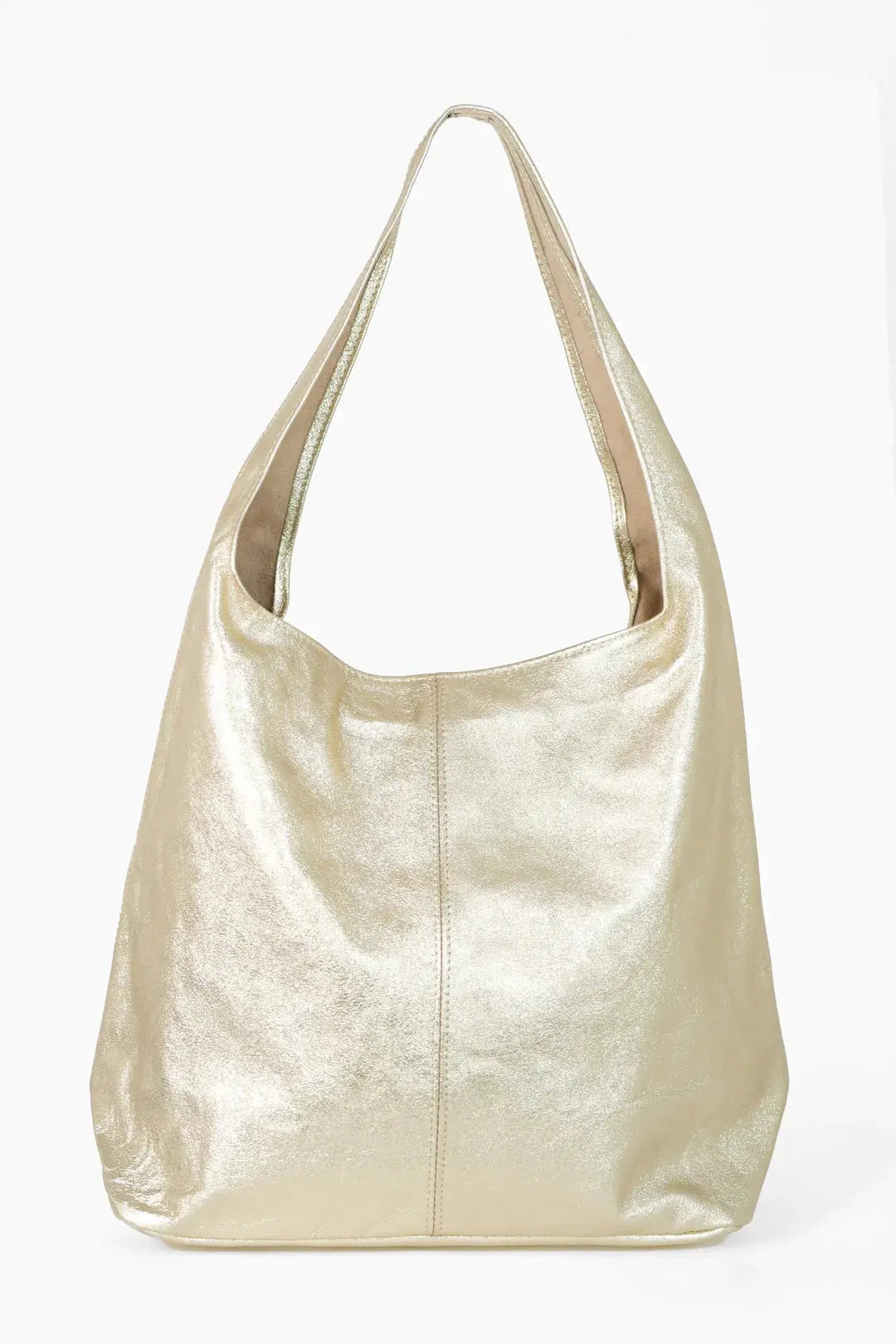 Metallic Italian Leather Shoulder Bag in SILVER or GOLD The Style Closet
