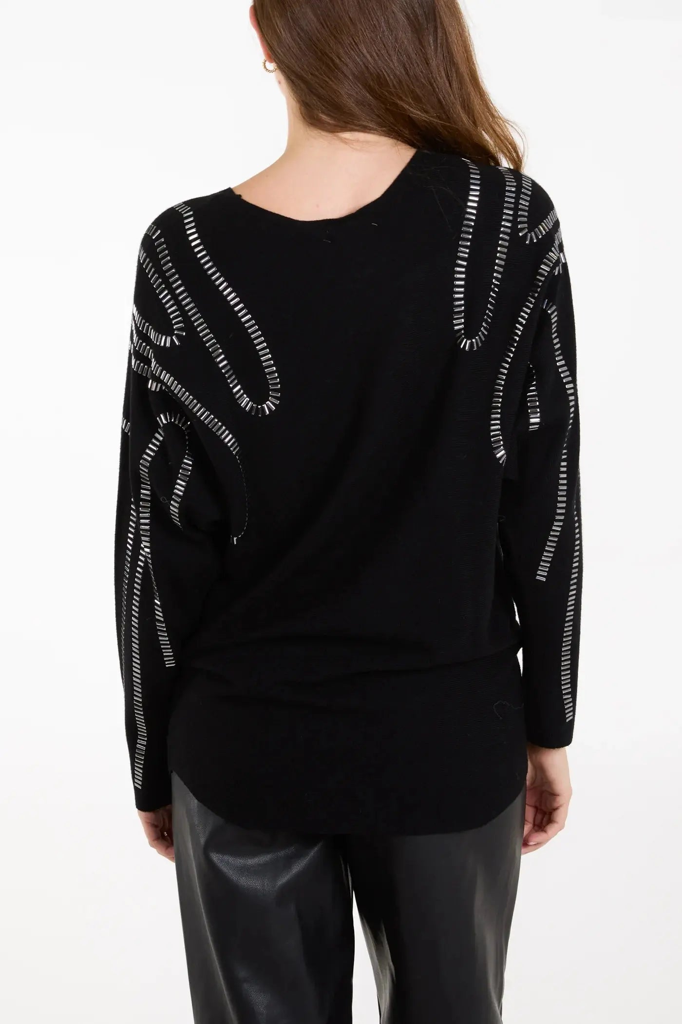 EMBELLISHED SHOULDER SWIRL JUMPER The Style Closet