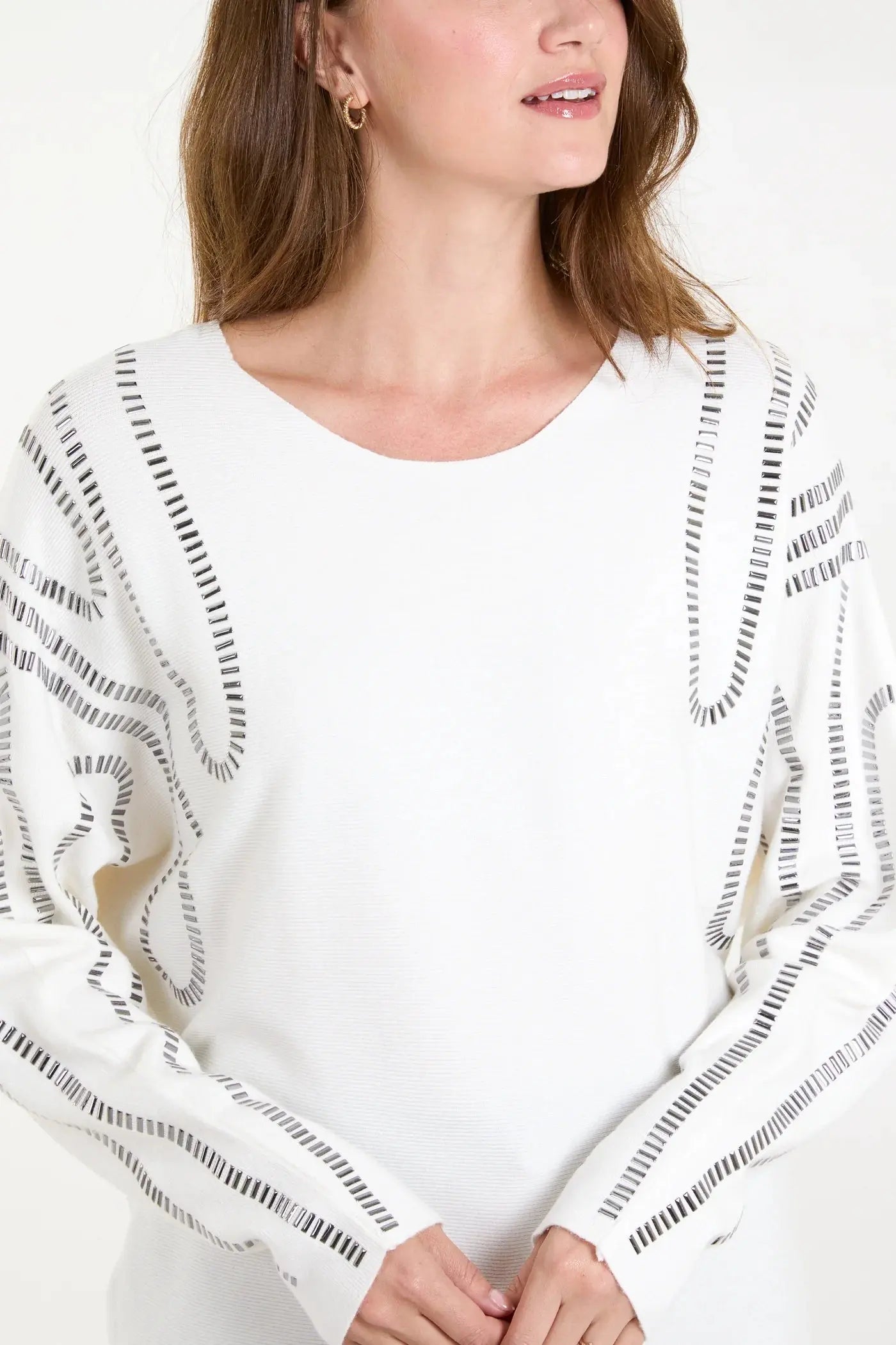 EMBELLISHED SHOULDER SWIRL JUMPER The Style Closet