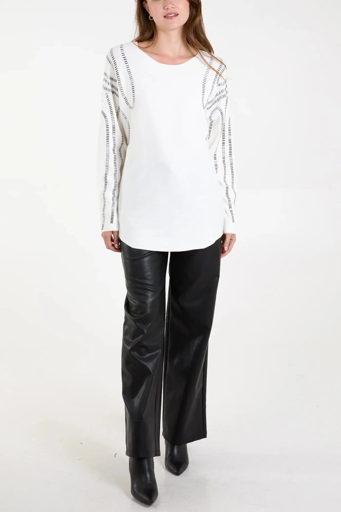 EMBELLISHED SHOULDER SWIRL JUMPER The Style Closet