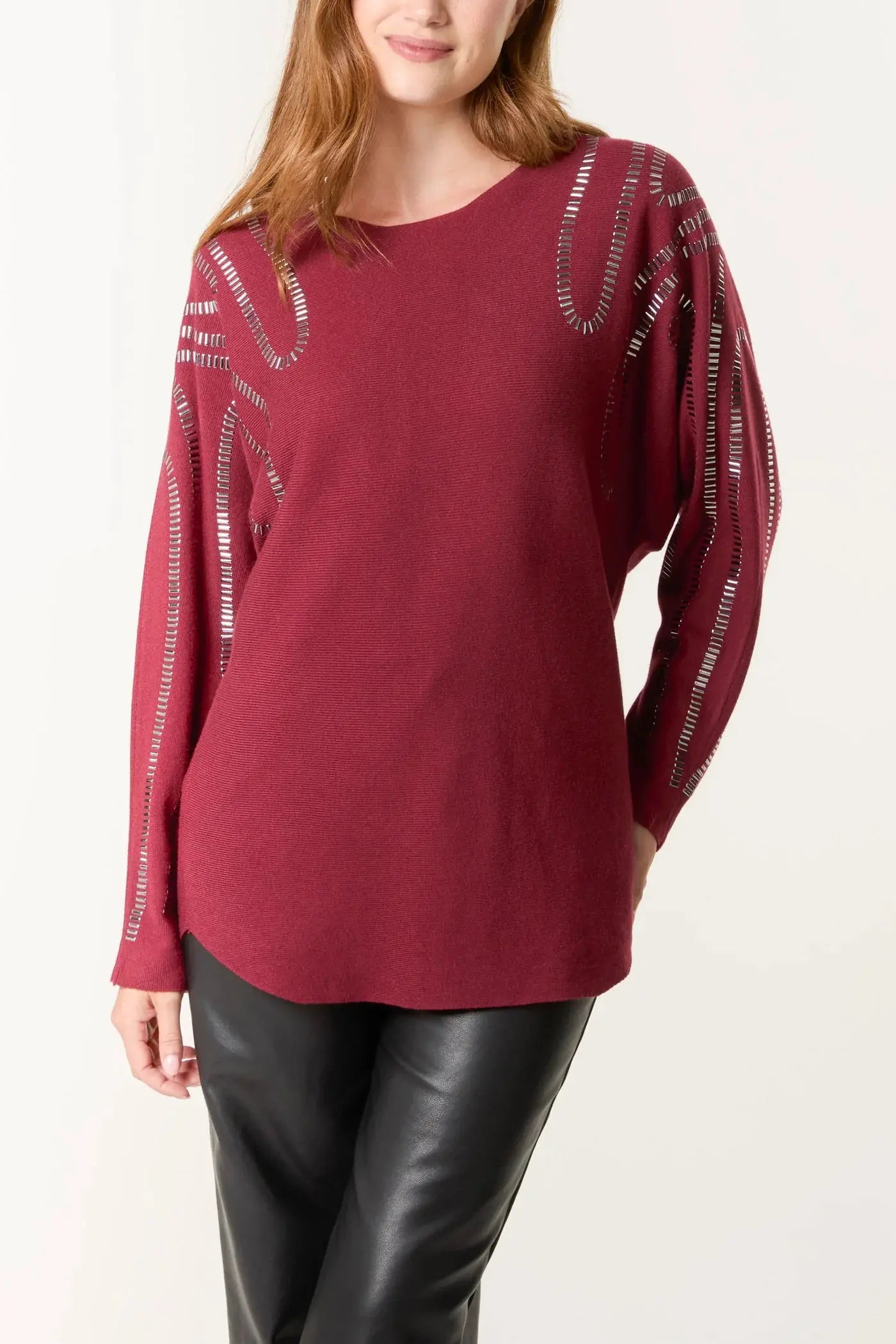 EMBELLISHED SHOULDER SWIRL JUMPER The Style Closet
