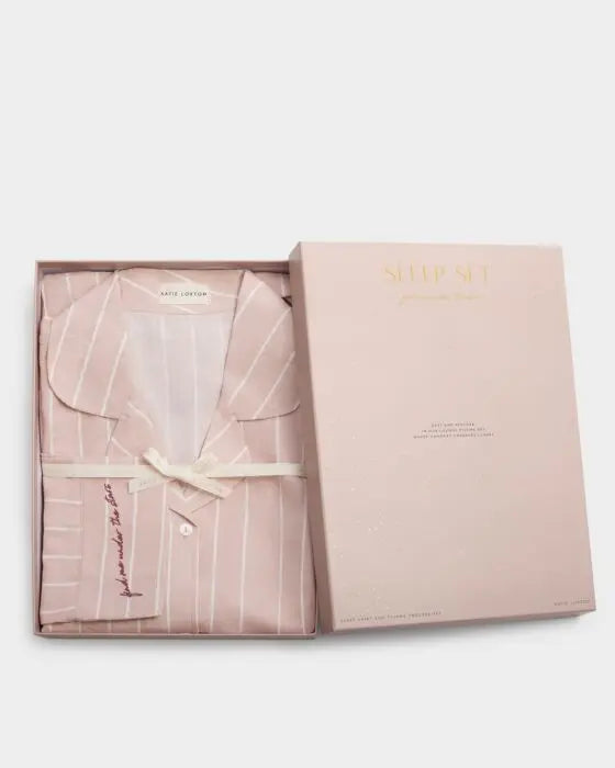Gift Boxed Pyjama Set - Pink /White Stripe The Style Closet