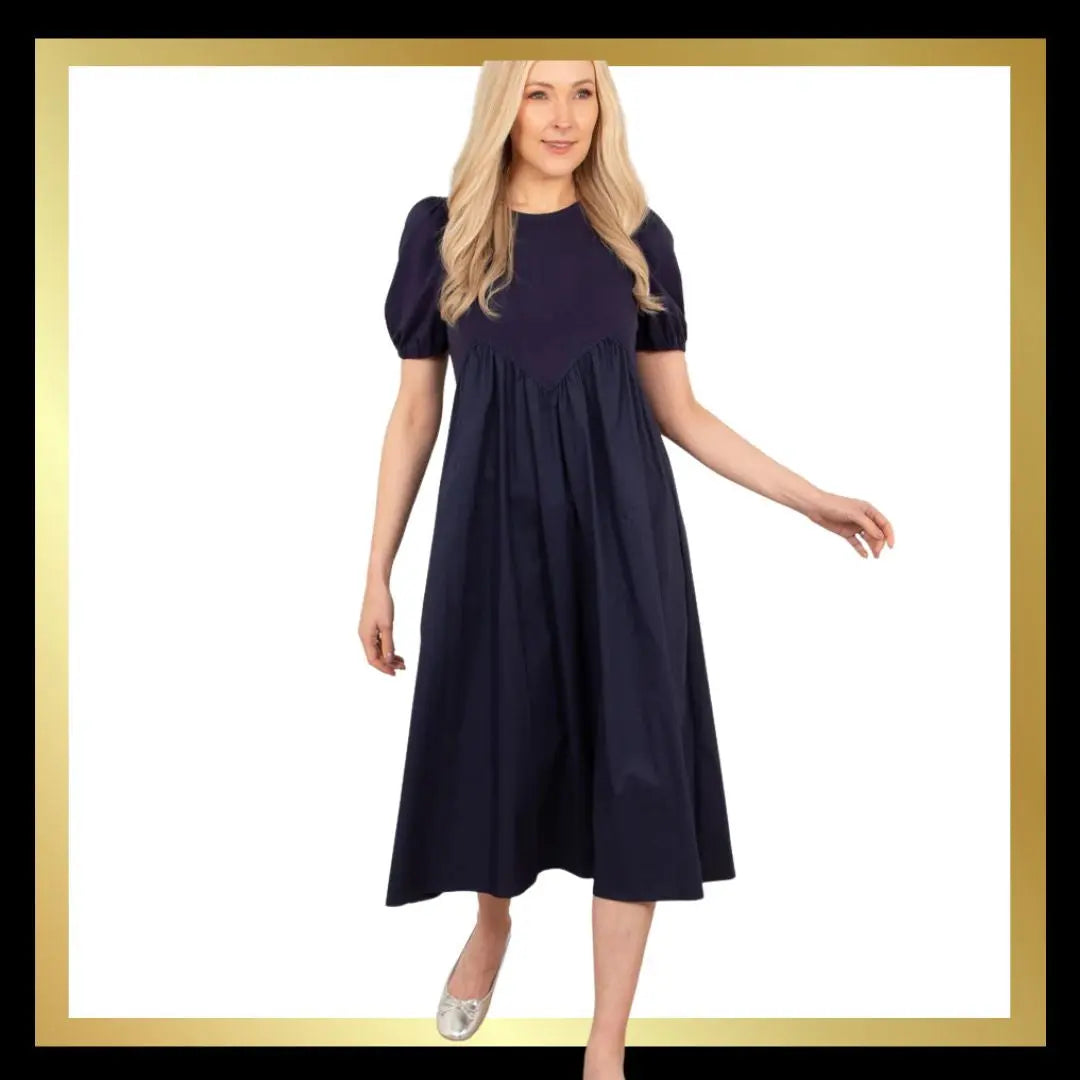 Navy Cotton Midaxi Dress The Style Closet