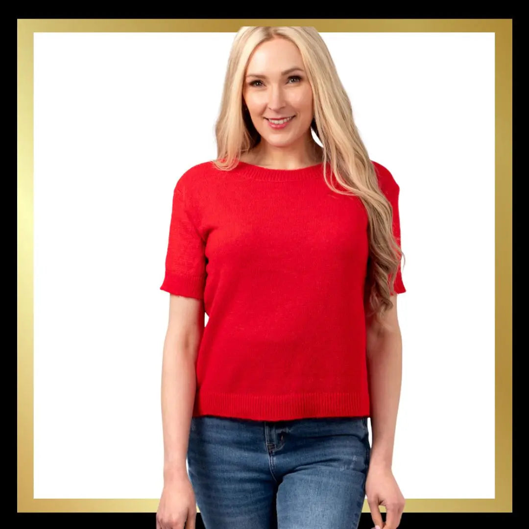 Wool Blend Short Sleeve Box Jumper The Style Closet