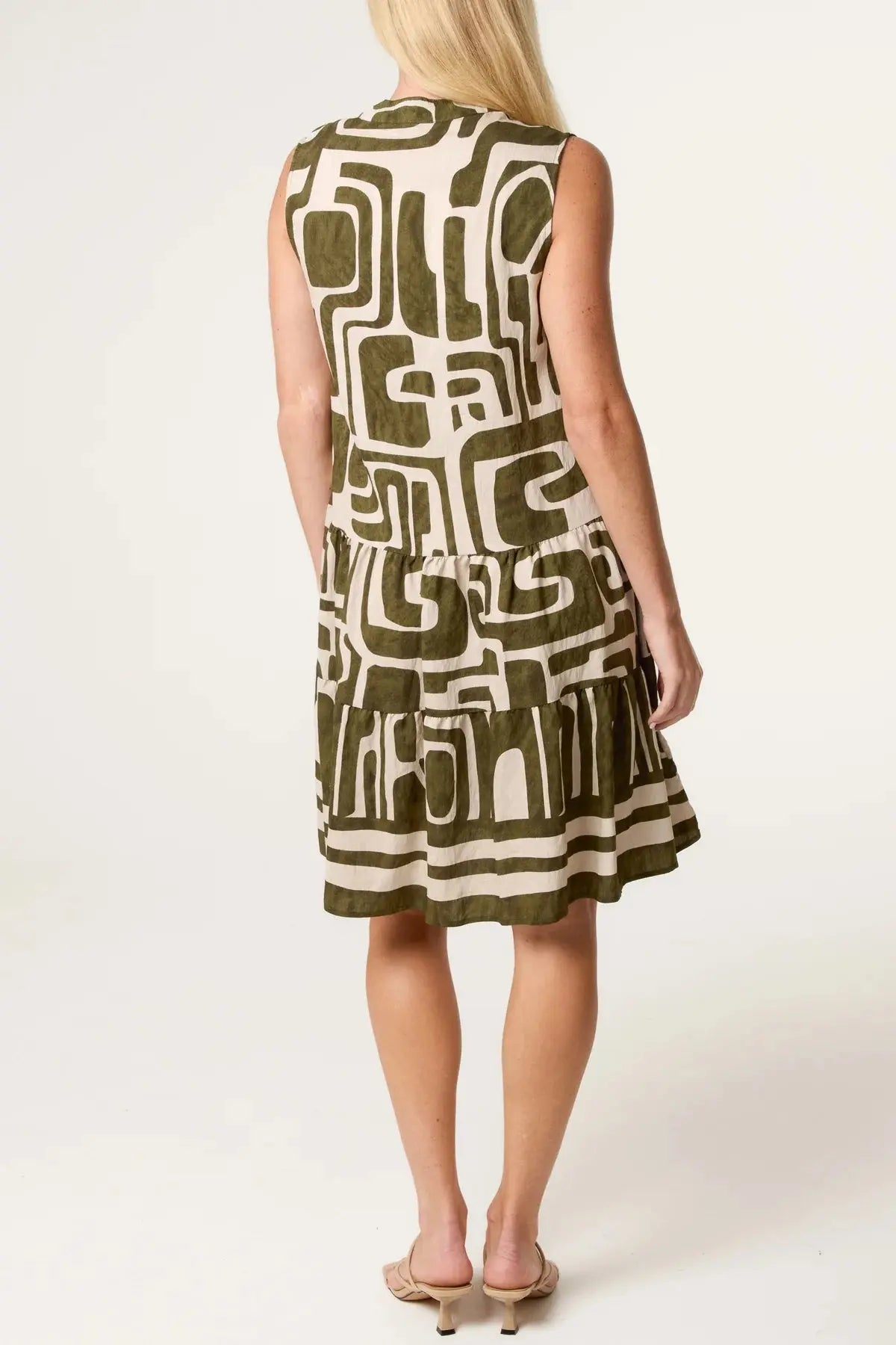 GEOMETRIC ABSTRACT OPEN COLLAR DRESS The Style Closet
