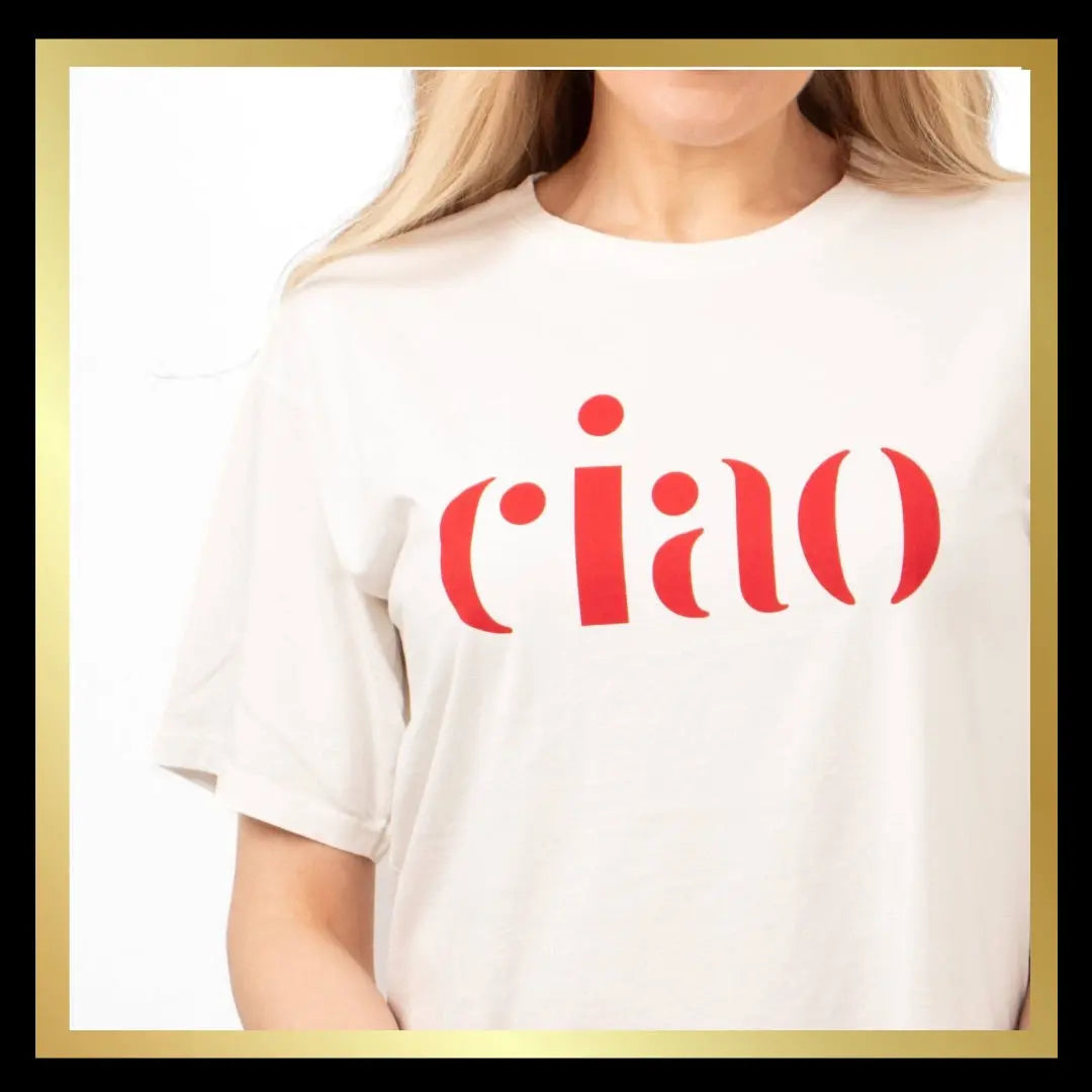 "Ciao" Cotton T-Shirt - White/Red The Style Closet
