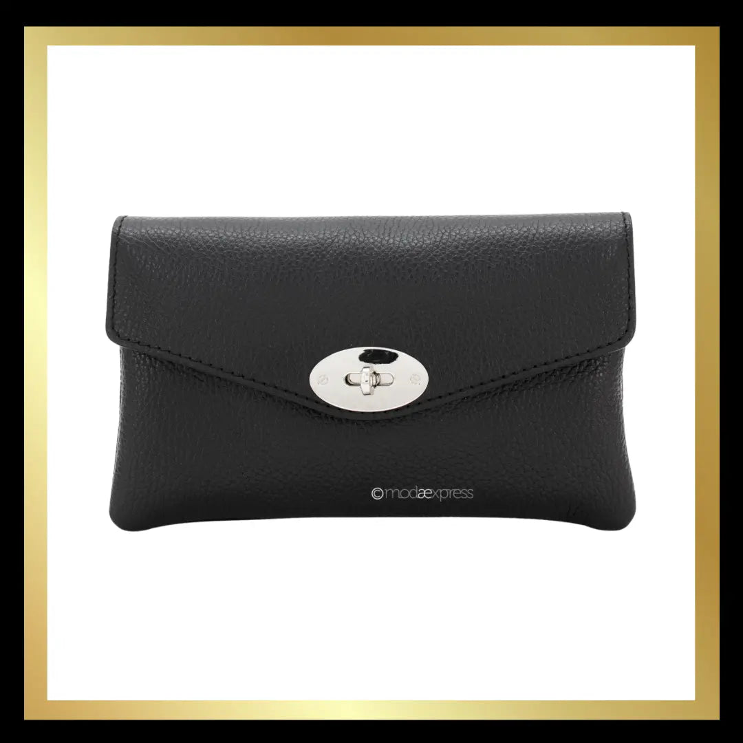 Double Compartment Leather Bag with Crossbody Silver Chain The Style Closet