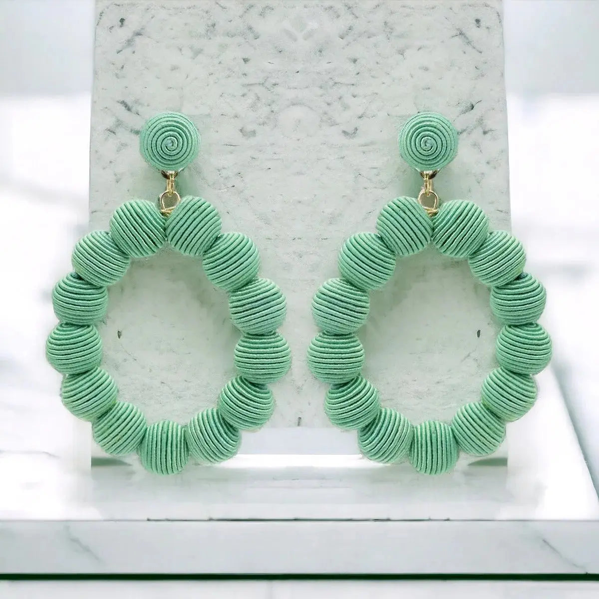 Woven Ball Oval Earrings The Style Closet