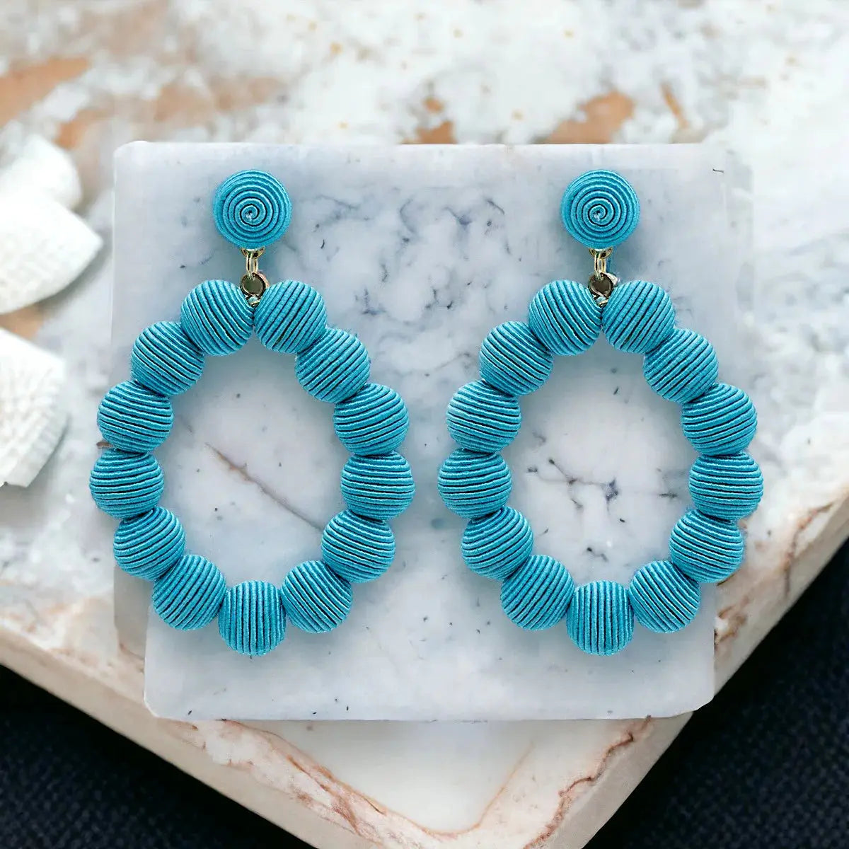 Woven Ball Oval Earrings The Style Closet