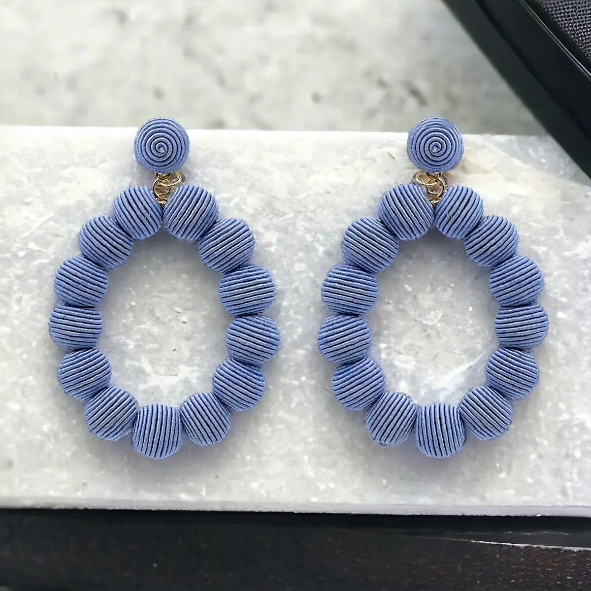 Woven Ball Oval Earrings The Style Closet