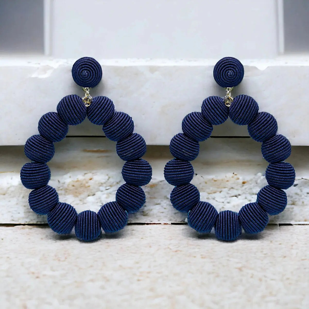 Woven Ball Oval Earrings The Style Closet