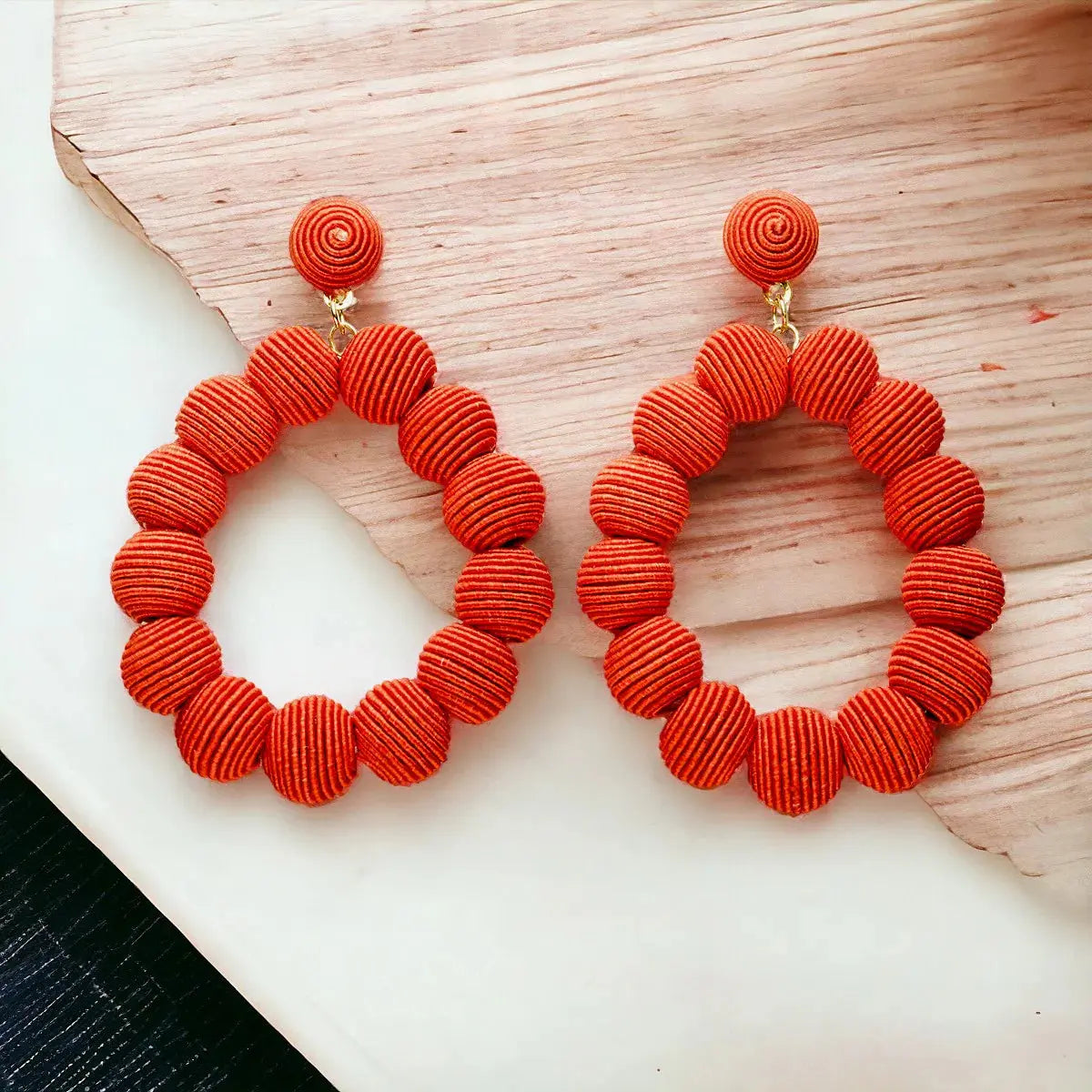 Woven Ball Oval Earrings The Style Closet