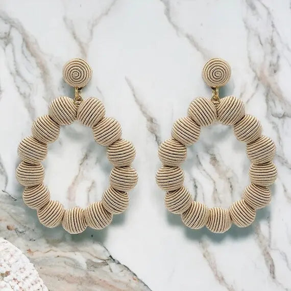 Woven Ball Oval Earrings The Style Closet