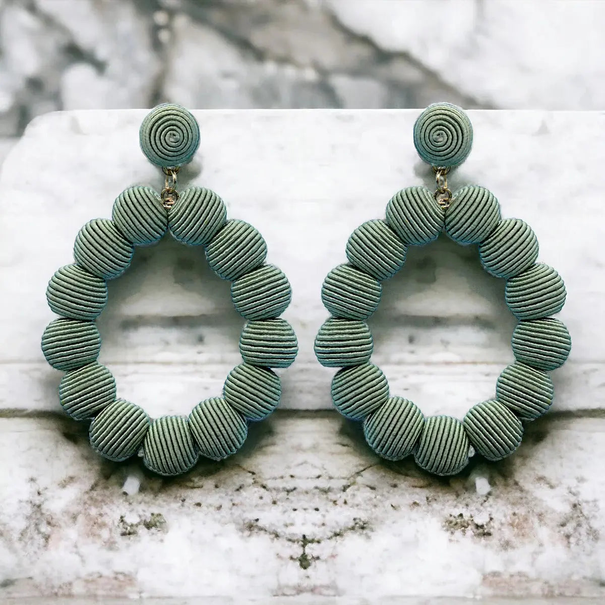 Woven Ball Oval Earrings The Style Closet