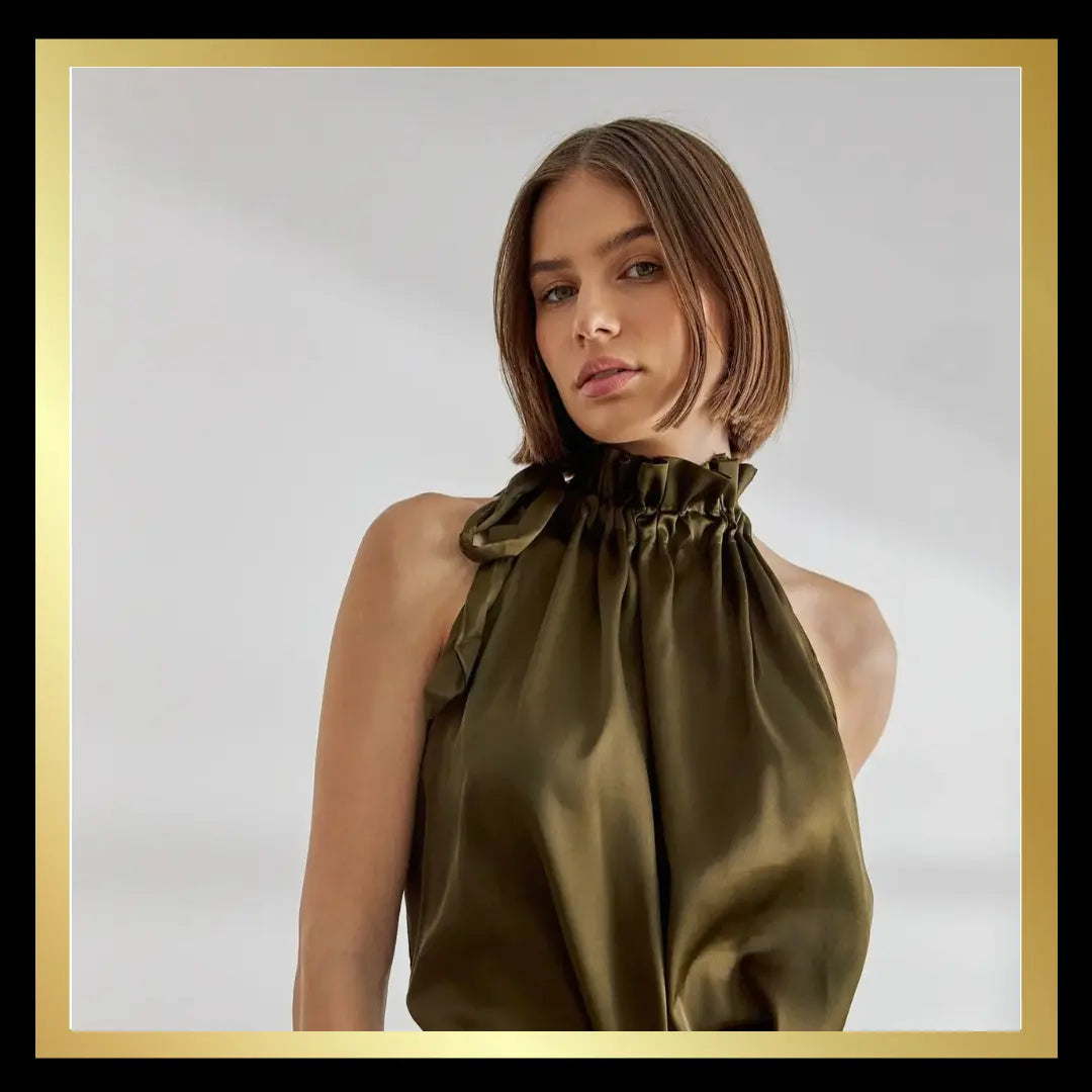 Satin Bow Tie Top The Style Closet