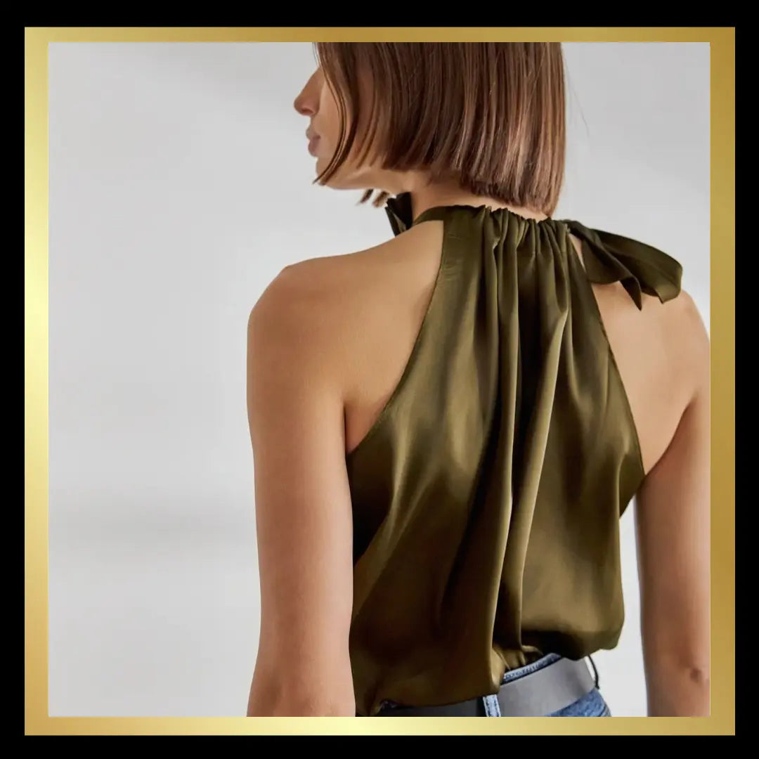 Satin Bow Tie Top The Style Closet