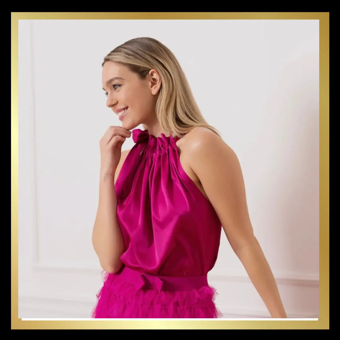 Satin Bow Tie Top The Style Closet