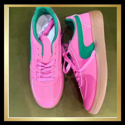 Pink /Green Designer Inspired Trainers The Style Closet
