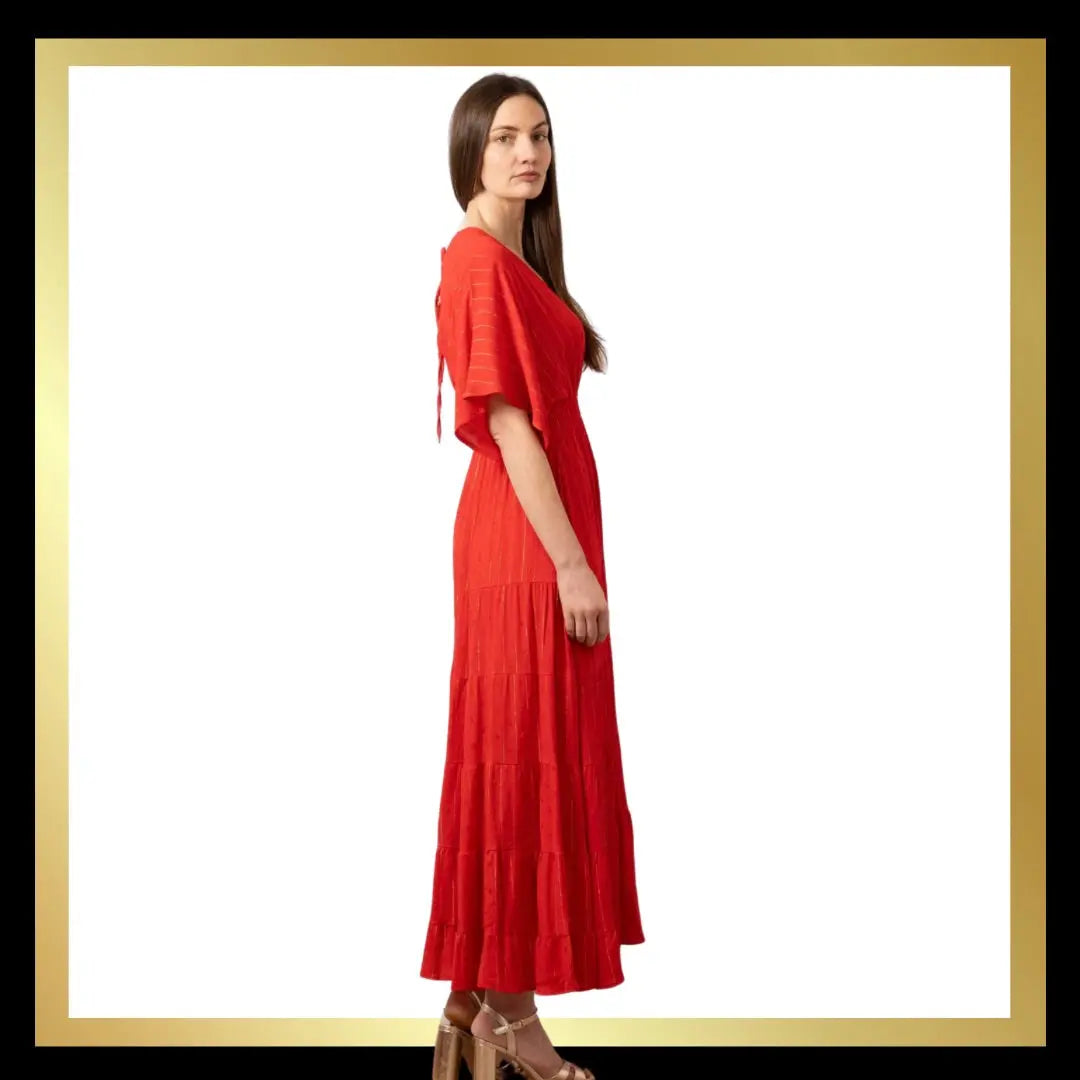 Maxi Kaftan Dress - Red/Gold or Black/Gold Metallic Stripe The Style Closet