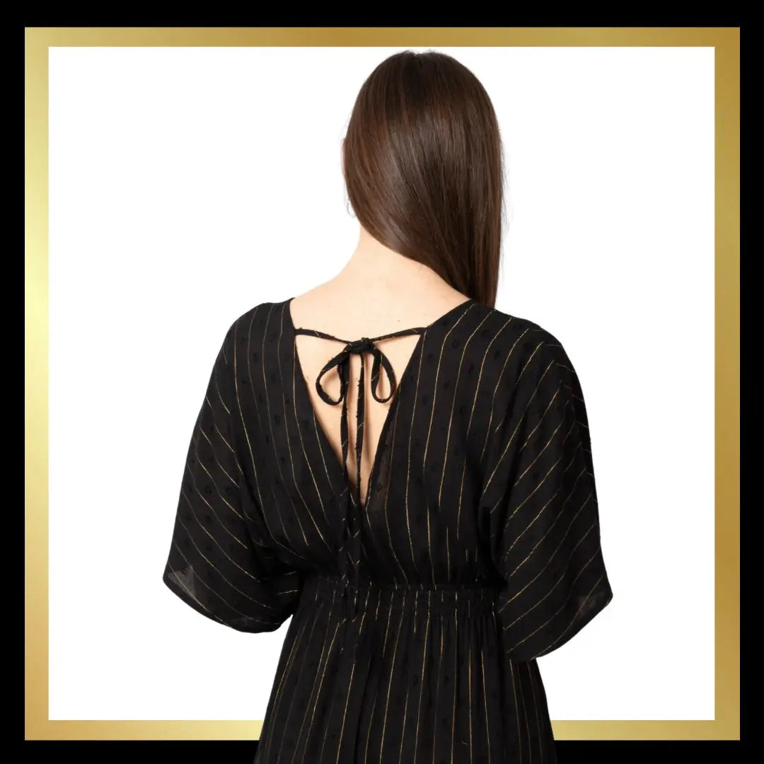 Maxi Kaftan Dress - Red/Gold or Black/Gold Metallic Stripe The Style Closet
