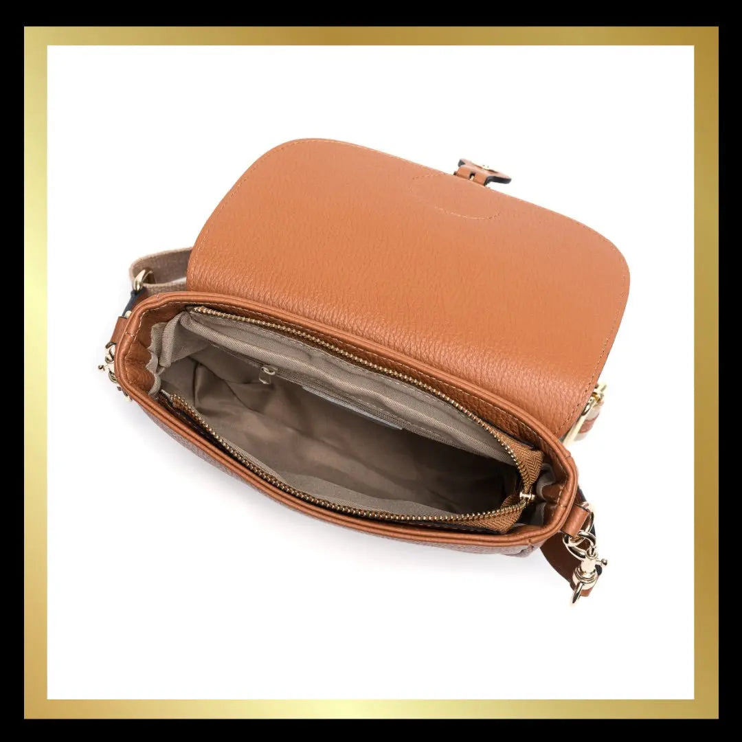 Leather Cross Body Bag with Matching Leather/Fabric Strap The Style Closet