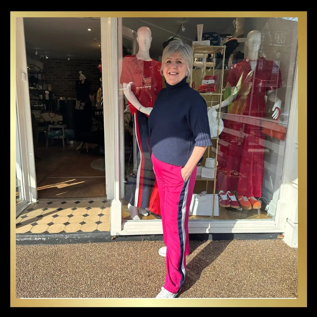 Wide Leg Casual Trouser with Side Stripes The Style Closet
