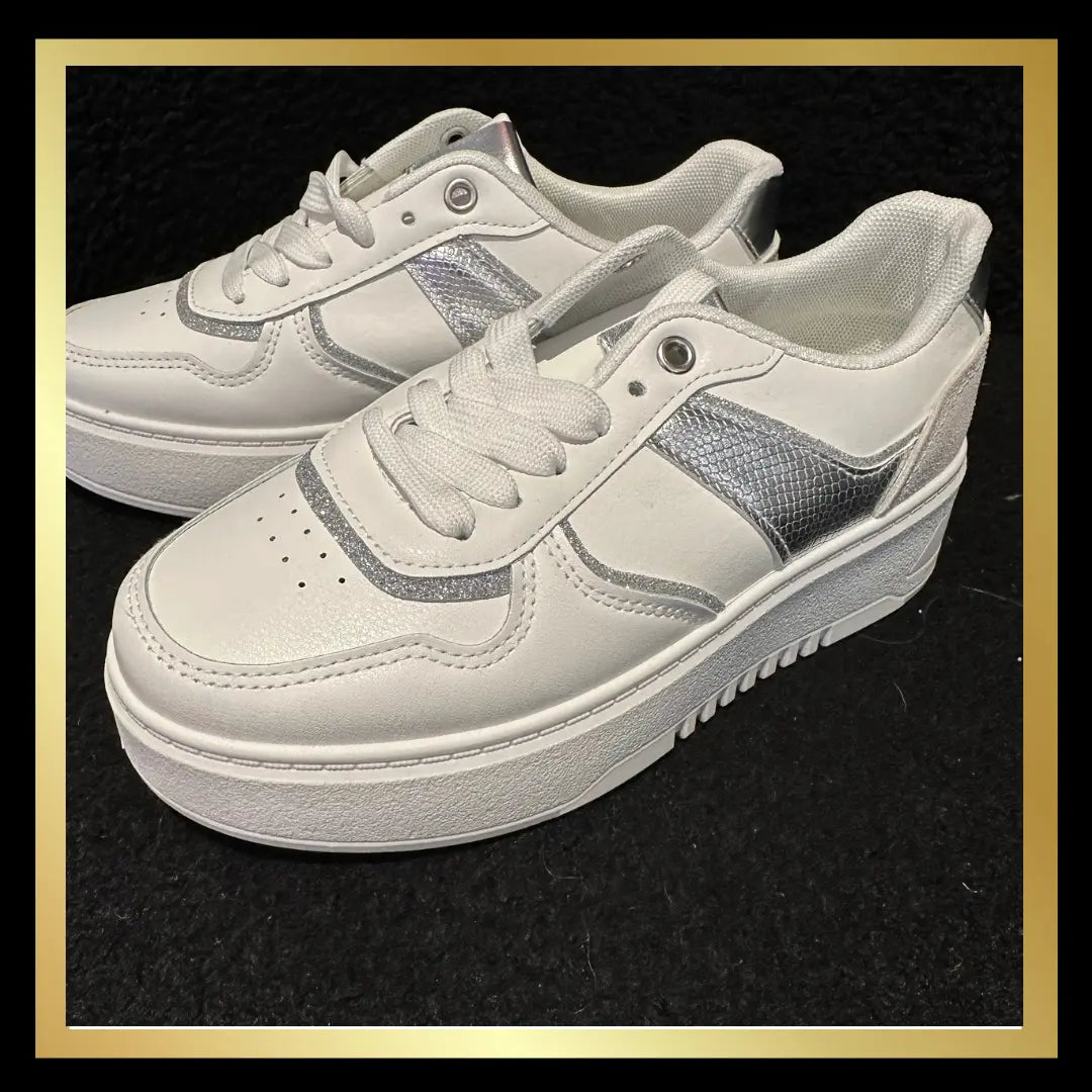 White /Silver Trainers The Style Closet