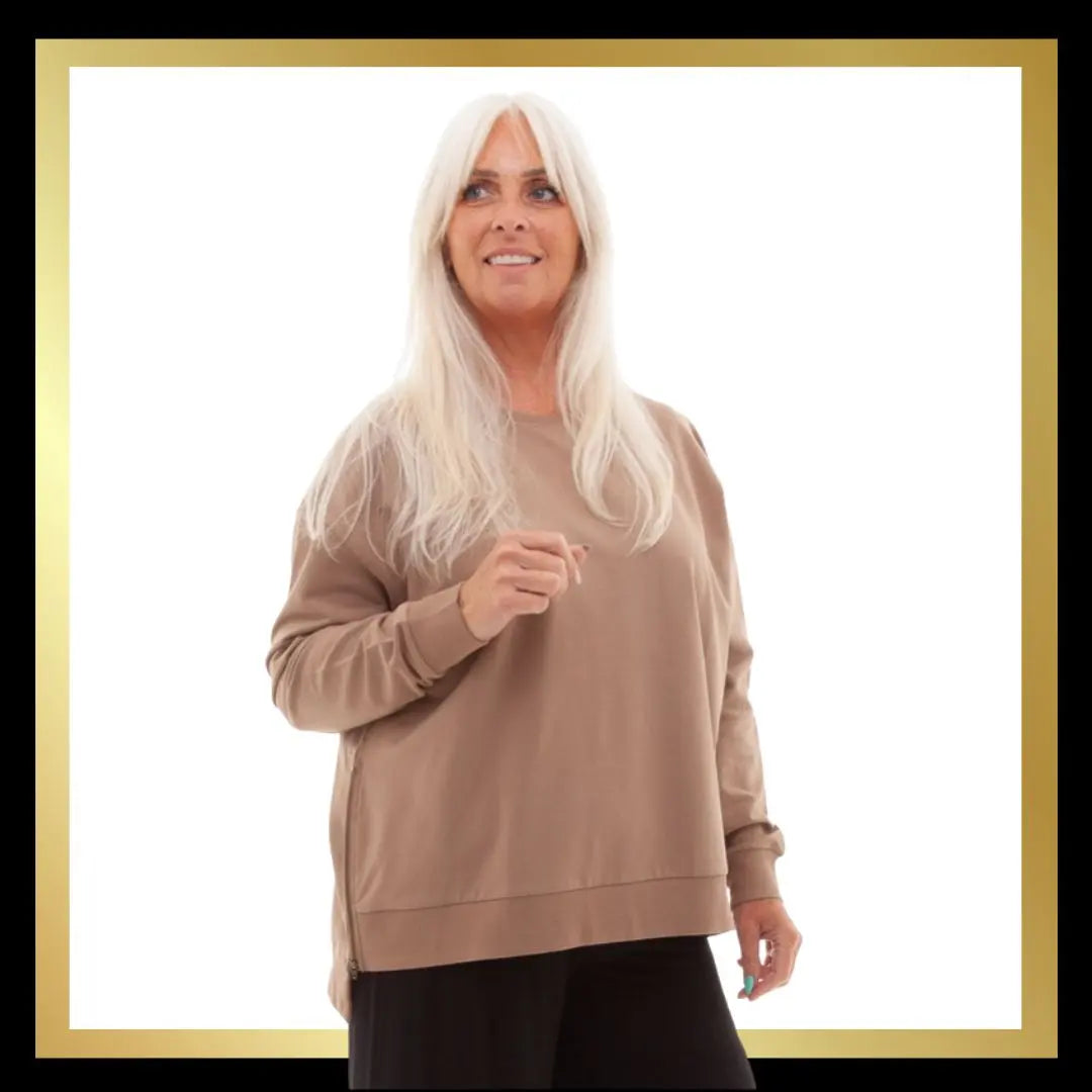 Plain Sweatshirts with Zip Detail - The Style Closet
