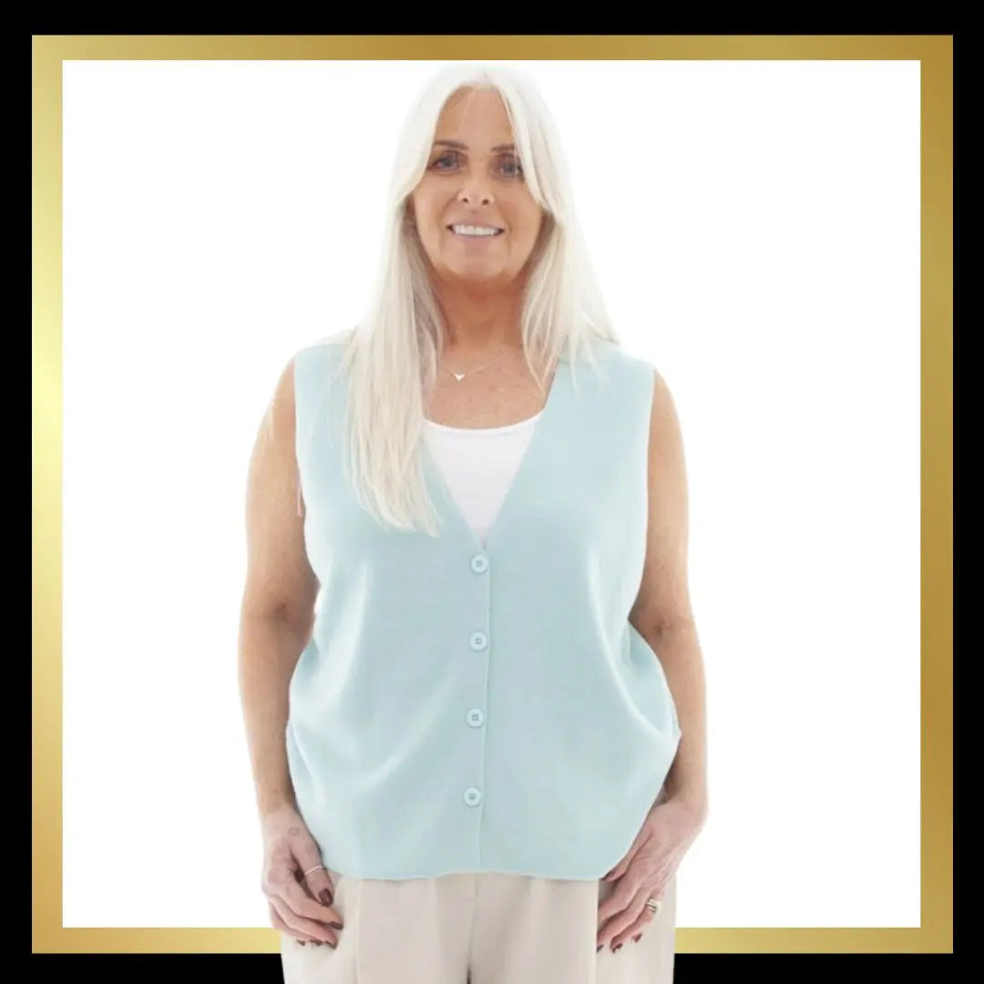 Cashmere feel button through knitted Vest The Style Closet