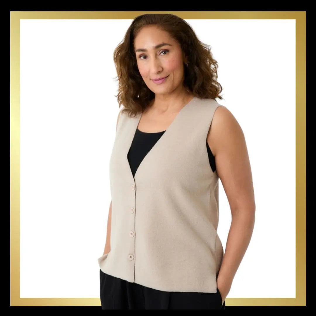 Cashmere feel button through knitted Vest The Style Closet
