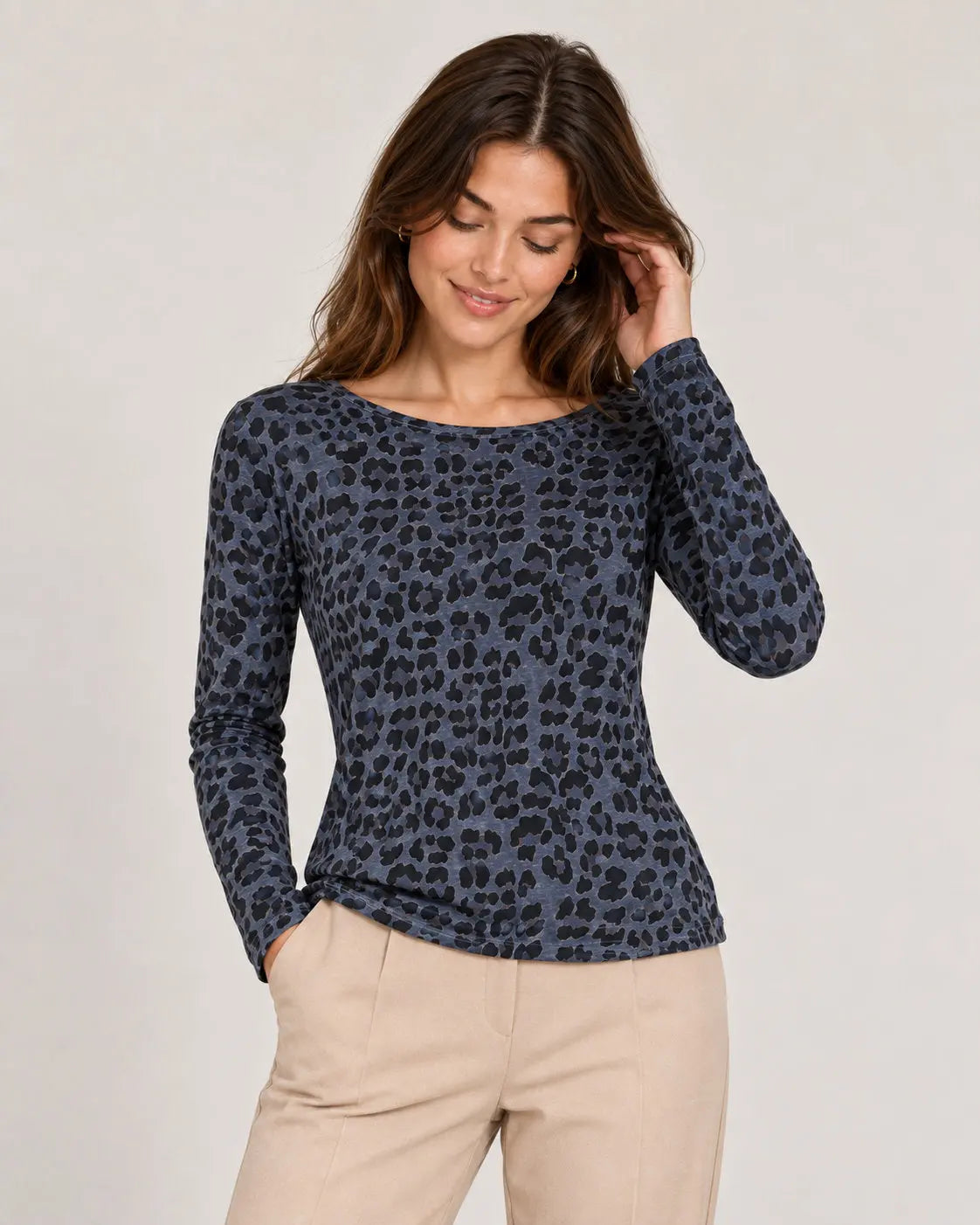 Animal Print Cashmere Mix Layering Top The Style Closet