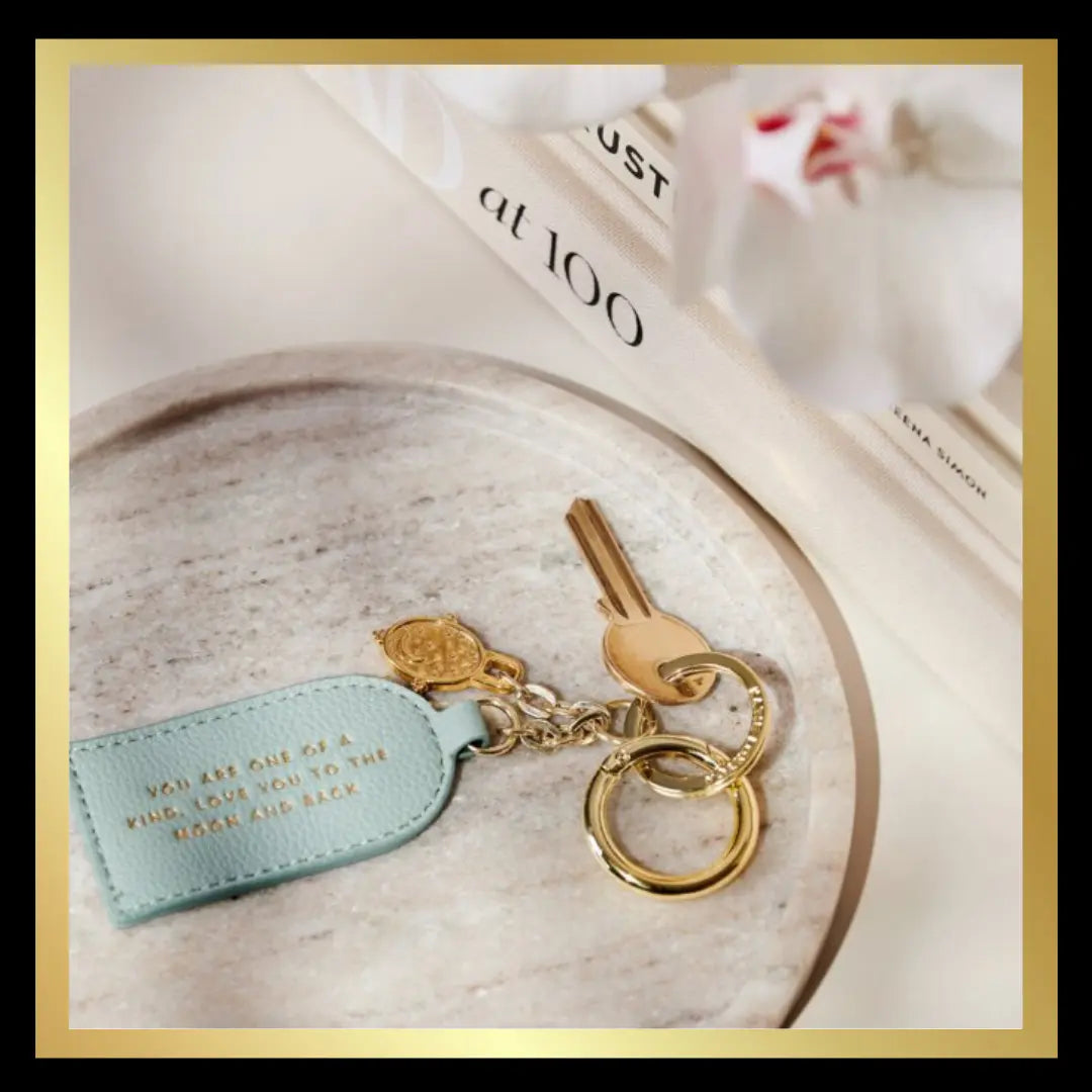 Keepsake Charm Keyring "Love You To The Moon And Back' in Light Duck Egg by Katie Loxton Katie Loxton