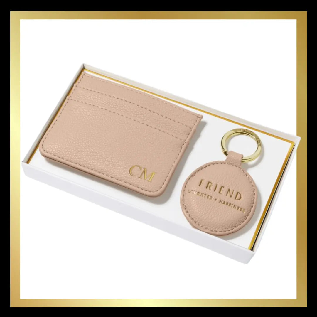 Boxed 'Friend' Keyring and Card Holder Set in Nude Pink by Katie Loxton Katie Loxton