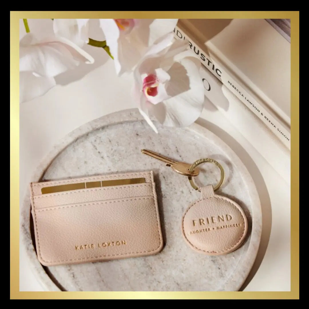 Boxed 'Friend' Keyring and Card Holder Set in Nude Pink by Katie Loxton Katie Loxton